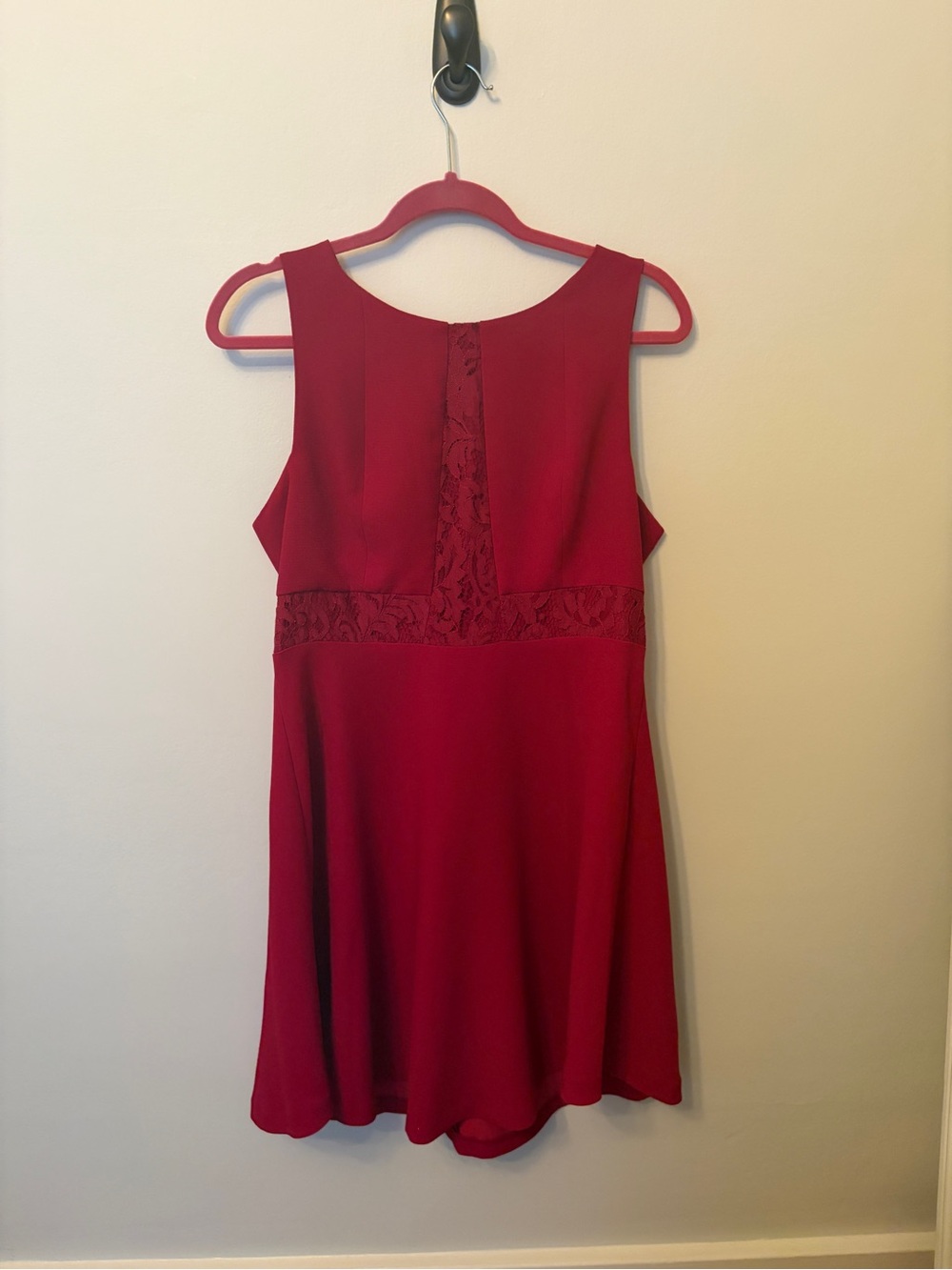 BCBGeneration Red Sleeveless Lace-Inset A-Line Dress